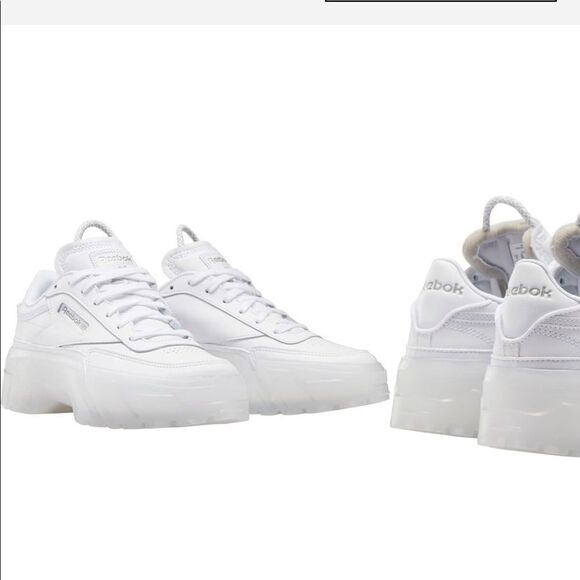 Cardi B X Reebok leather platform sneaker size 7 in white new - Picture 1 of 15